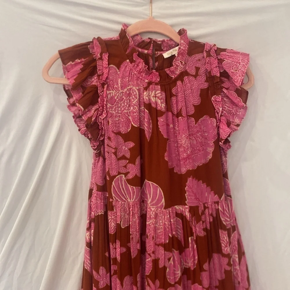 Anthropologie Love the Label tiered pink ruffle pink Dress sz XXS - Picture 7 of 9